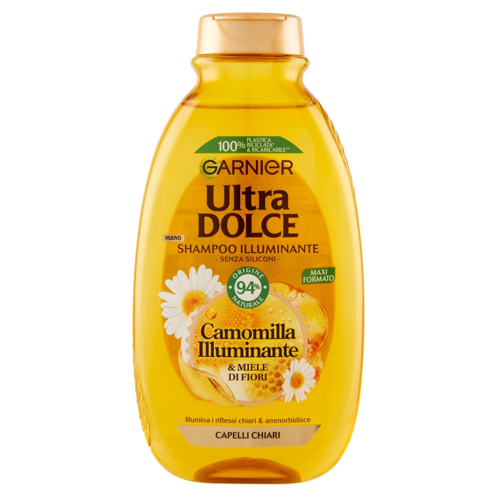 Garnier Ultra Dolce Shampoo all'estratto di Camomilla e Miele capelli chiari, senza parabeni, 300 ml